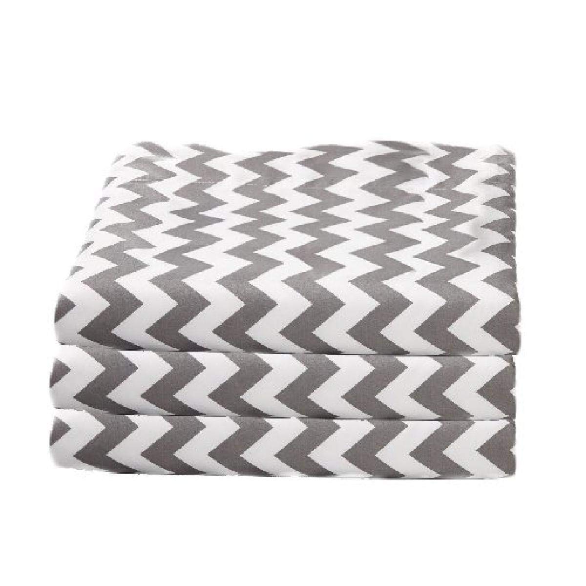 BKB Daycare 12-Piece Chevron Portable Crib Sheets Set - Soft Grey Baby Crib Bedding for Nursery, Daycare & Travel - Fits Standard Crib & Toddler Mattresses