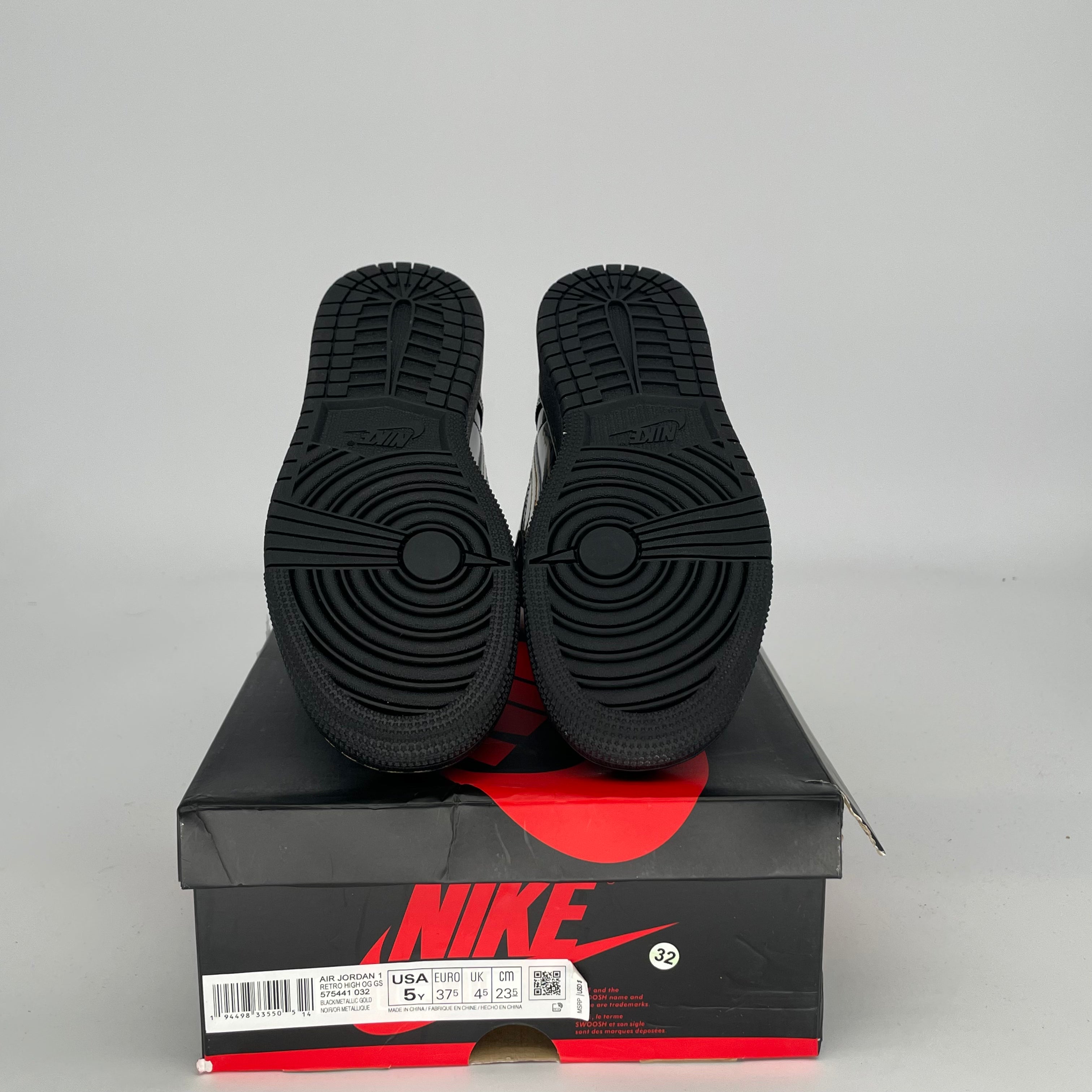Original Air Jordan 1 Retro High OG 'Black Metallic Gold' Women's Size 5/6.5W (555088-032) - Basketball Shoes for Women, Streetwear Fashion Sneakers for Casual Wear & Sports