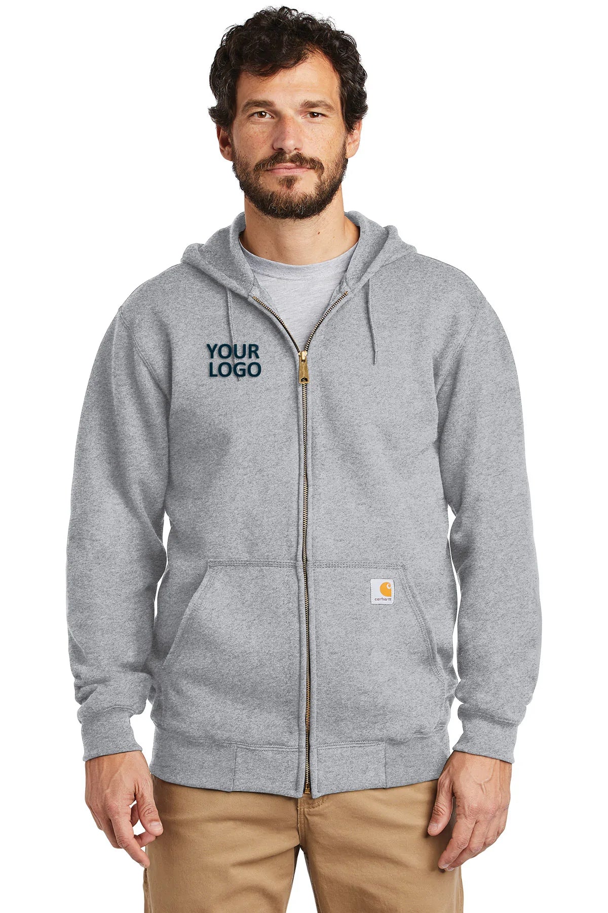 Carhartt Midweight Zip-Up Hoodie for Men & Women - Heather Grey - Comfortable & Durable Fleece Pullover for Work, Outdoor & Casual Wear