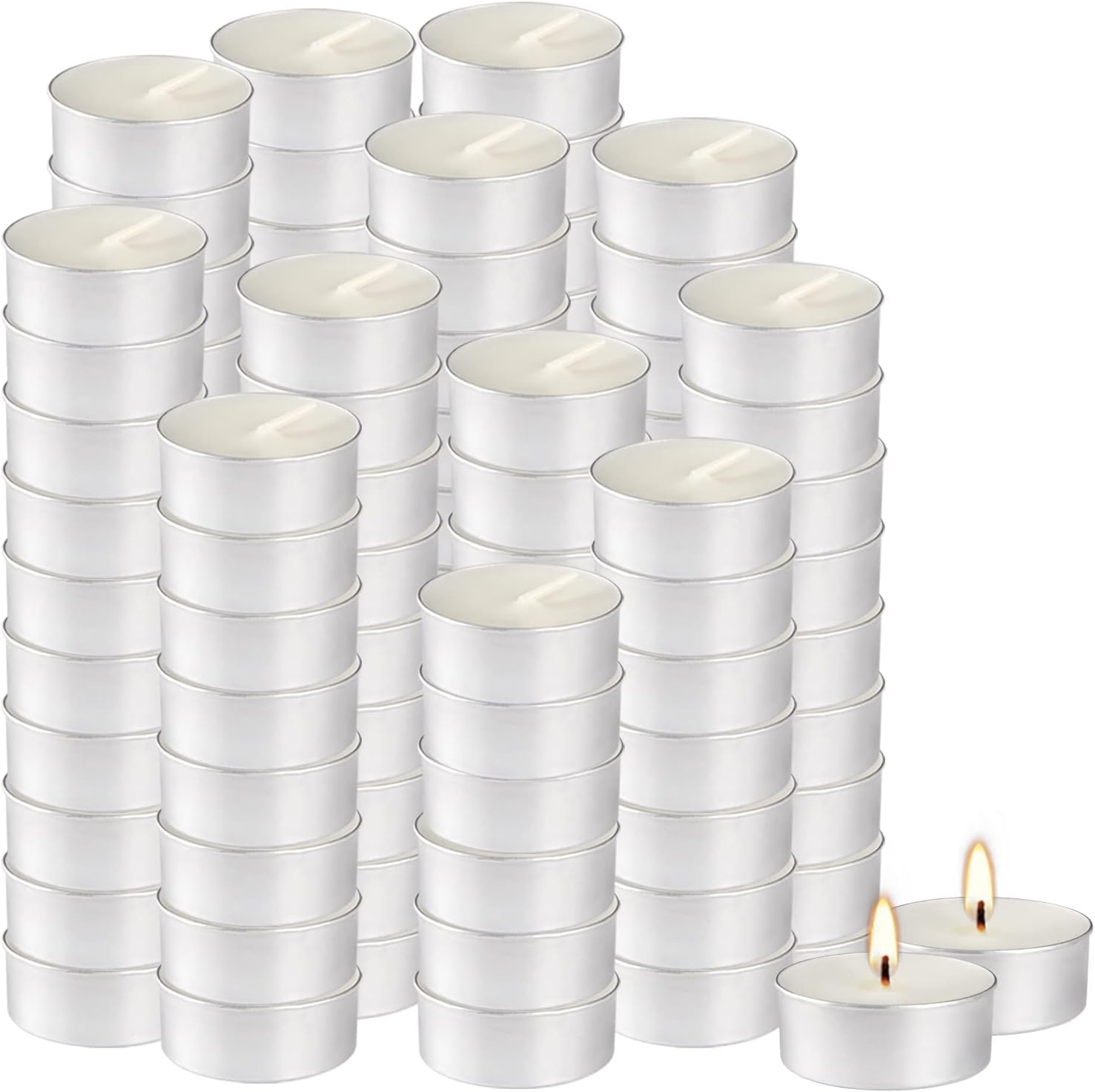 Unscented White Tea Light Candles Bulk 200 Pack - Smokeless, Dripless, 4-Hour Burn Time for Weddings, Home Decor, Pool Parties & Shabbat Ceremonies - Perfect for Romantic Ambiance, Religious Events & Special Occasions