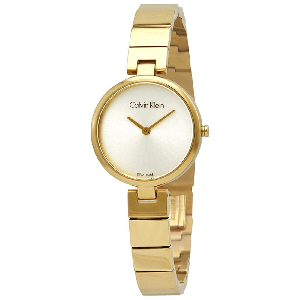 CALVIN KLEIN Women's K8G23546 Genuine Leather Strap Watch - Elegant Dress Watch for Business, Date Night & Special Occasions