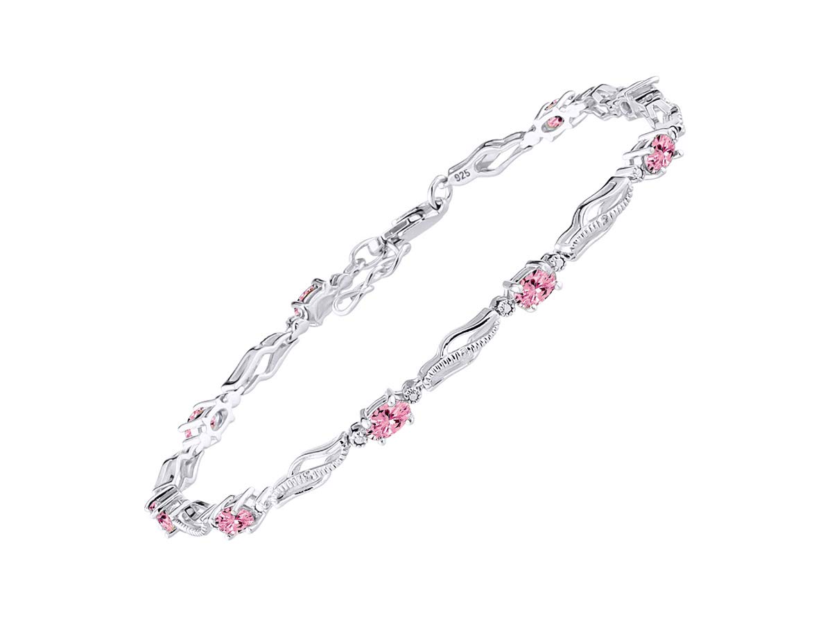 Rylos 925 Sterling Silver Serenity Wave Tennis Bracelet for Women - Adjustable 7