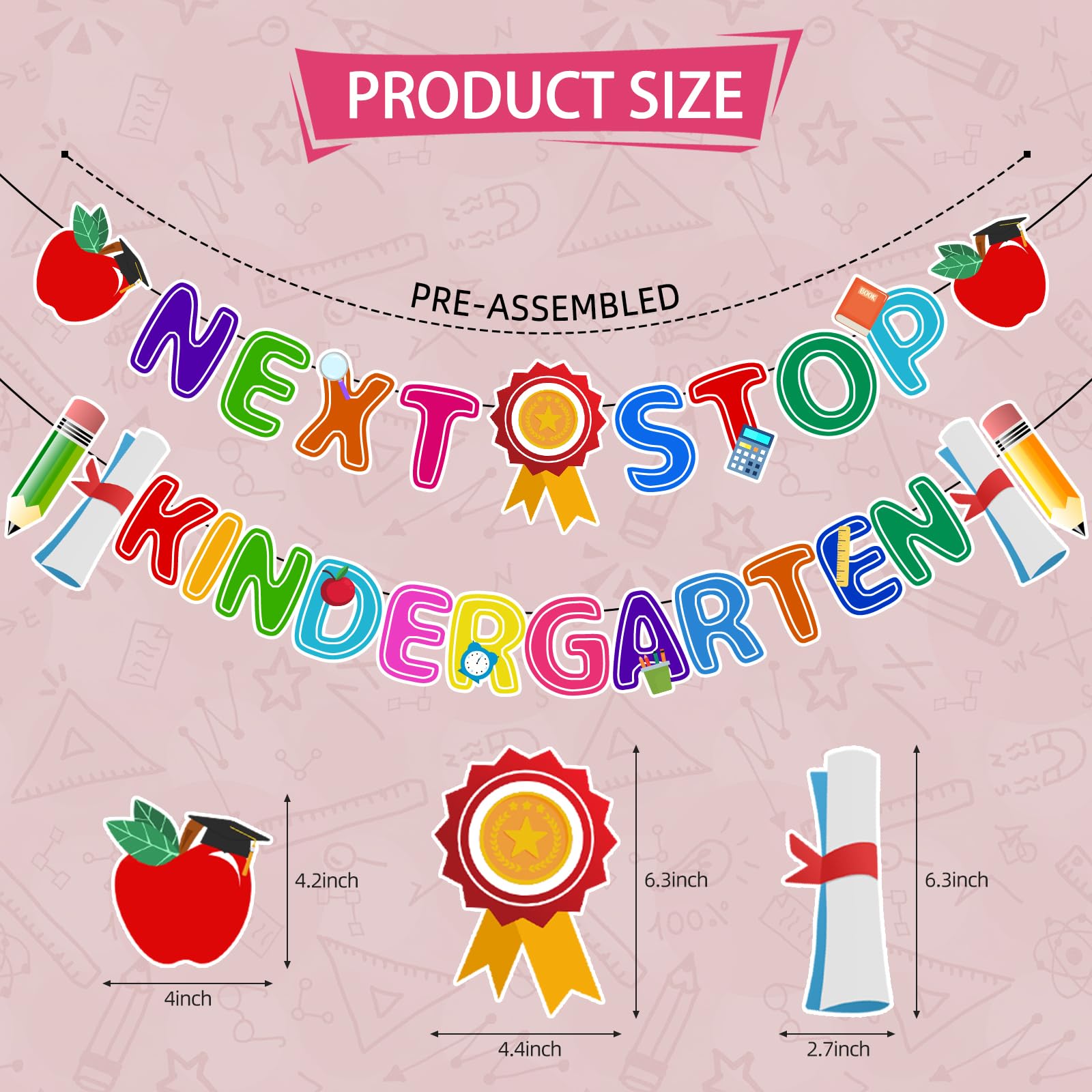 Pre-Assembled Preschool Graduation Banner & Decorations Kit - 2 Pack with Backdrop for Pre-K Graduation Party & Photo Booth - Perfect for Classroom Celebrations, Daycare Ceremonies & Kindergarten Graduation Photos