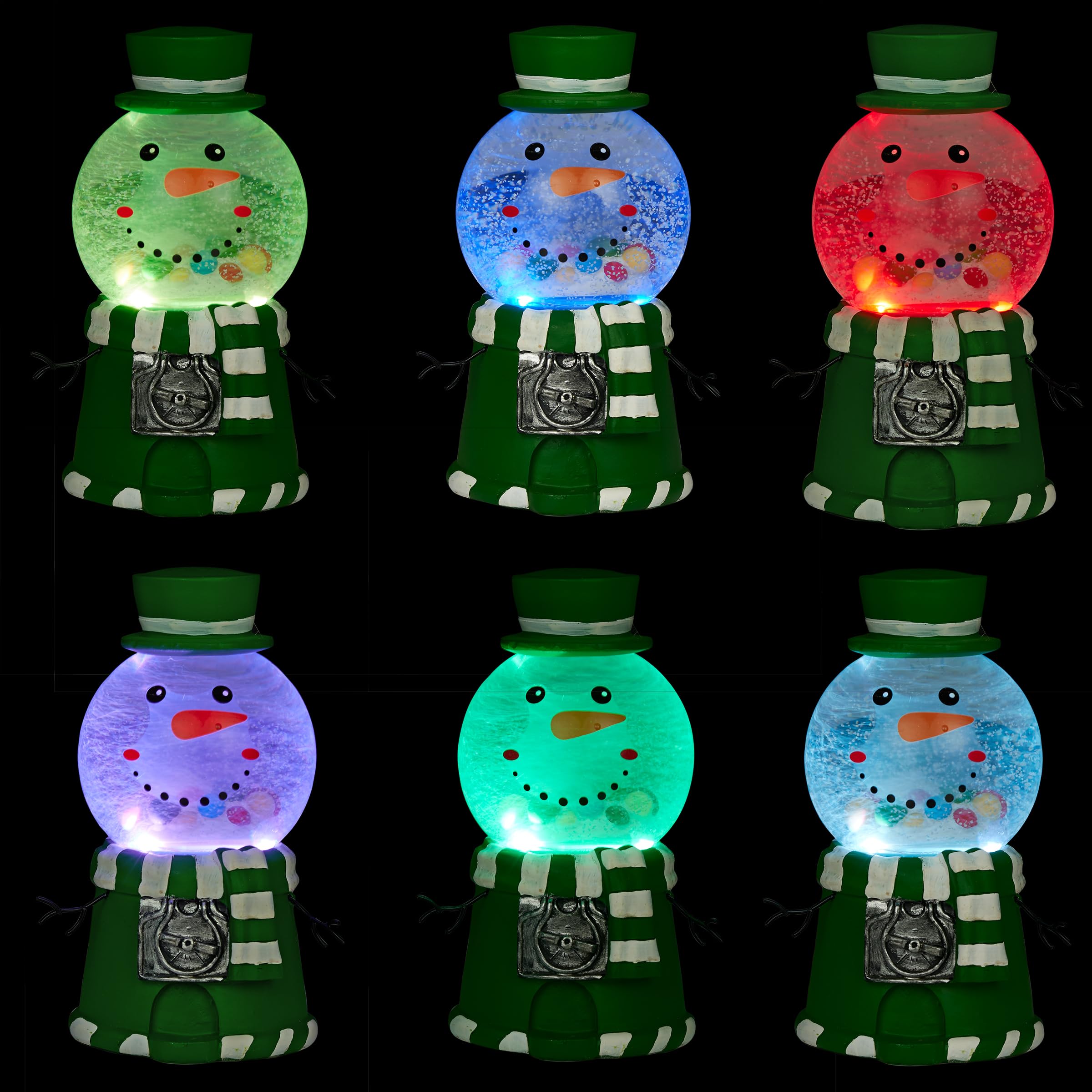 LED Snowman Green Gumball Machine Snow Globe - Christmas Decor, Gift Idea for Kids & Collectors | Perfect for Holiday Home Decor, Office Desk Display & Winter Wonderland Theme Party
