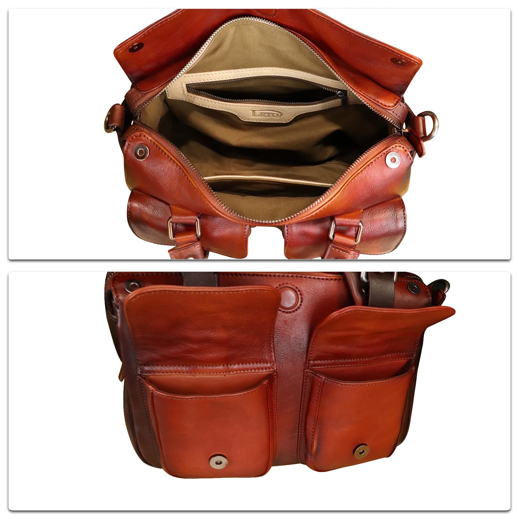 Genuine Leather Satchel Purse for Women - Retro Cowhide Handmade Top Handle Shoulder Bag - Designer Crossbody Purse - Perfect for Work, Travel & Everyday Use
