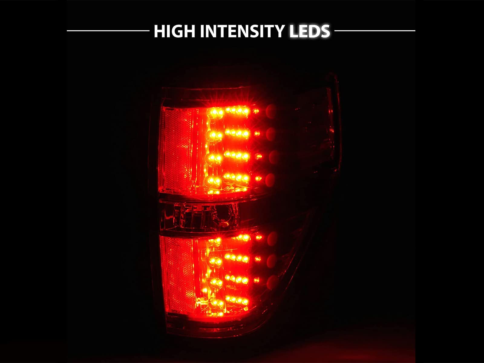 AmeriLite Red/Clear LED Brake Tail Lights Replacement Set for 2009-2014 Ford F-150 (Both Driver & Passenger Side) - Durable, Bright & Easy Installation for Enhanced Night Driving Safety