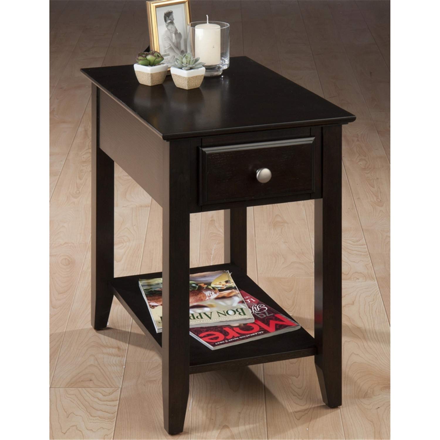 Jofran Chairside Table in Espresso Finish - Elegant Side Table for Living Room, Bedroom & Office - Perfect for Coffee, Books & Decor
