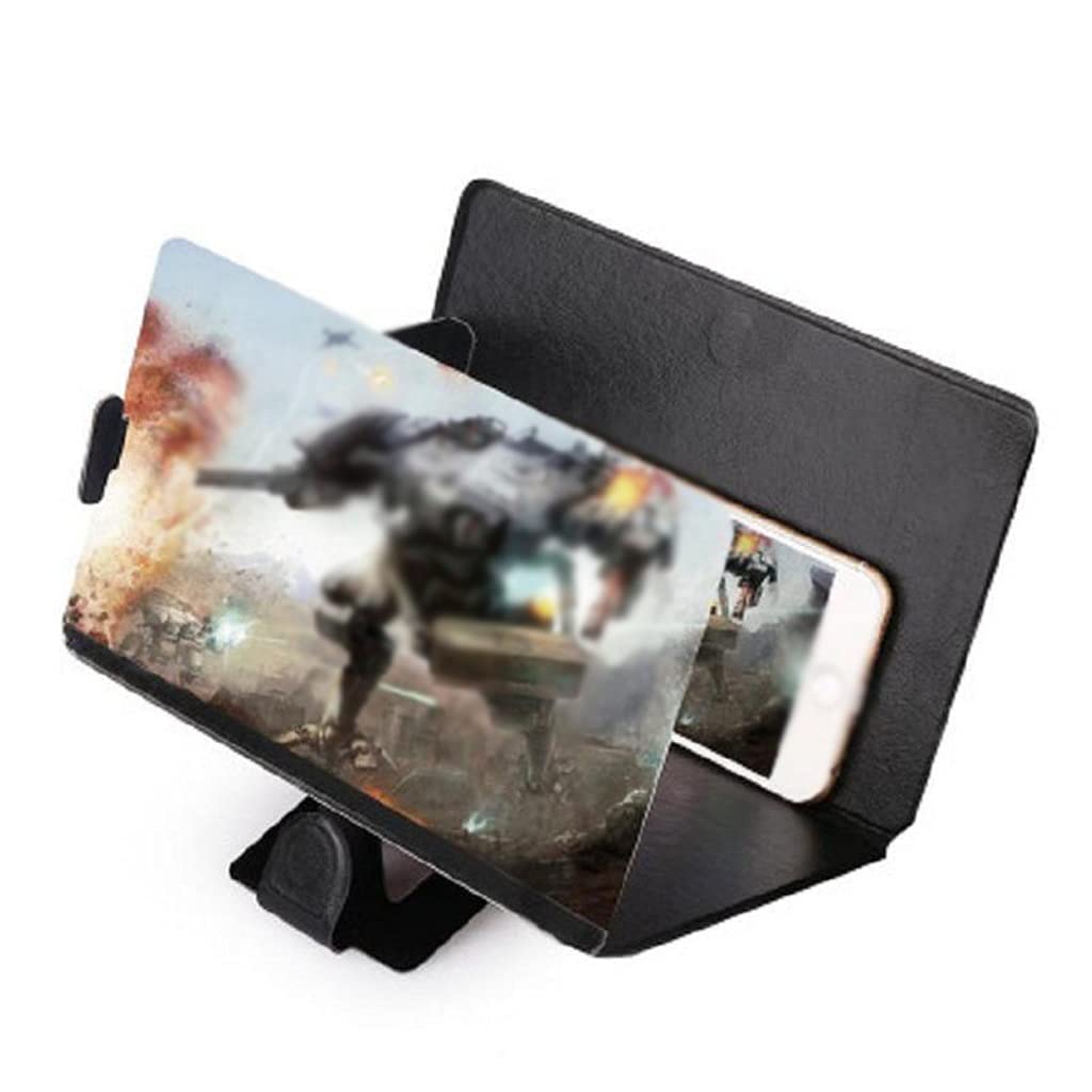 WALNUTA 8 Inch 3D Phone Screen Magnifier - Foldable Desktop Stand for Mobile Phones | Stereoscopic Movie & Video Amplifier (Black) | Perfect for Home Theater, Gaming & Movie Nights