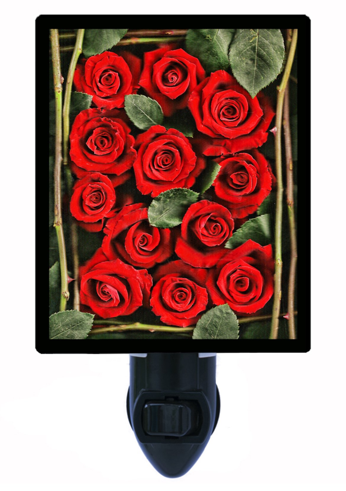 Organic Rose LED Night Light - Botanical Red Flower Garden Light for Bedroom, Nursery, Hallway & Outdoor Decor - Energy Efficient & Soothing Ambiance
