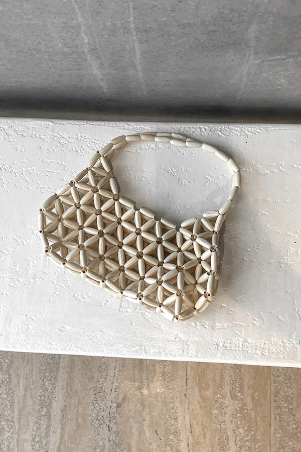 Stylish Wood Beaded Cutout Tote Bag for Women - Trendy Summer Beach Bag with Handcrafted Wooden Bead Details - Perfect for Shopping, Travel & Boho Fashion Accessories