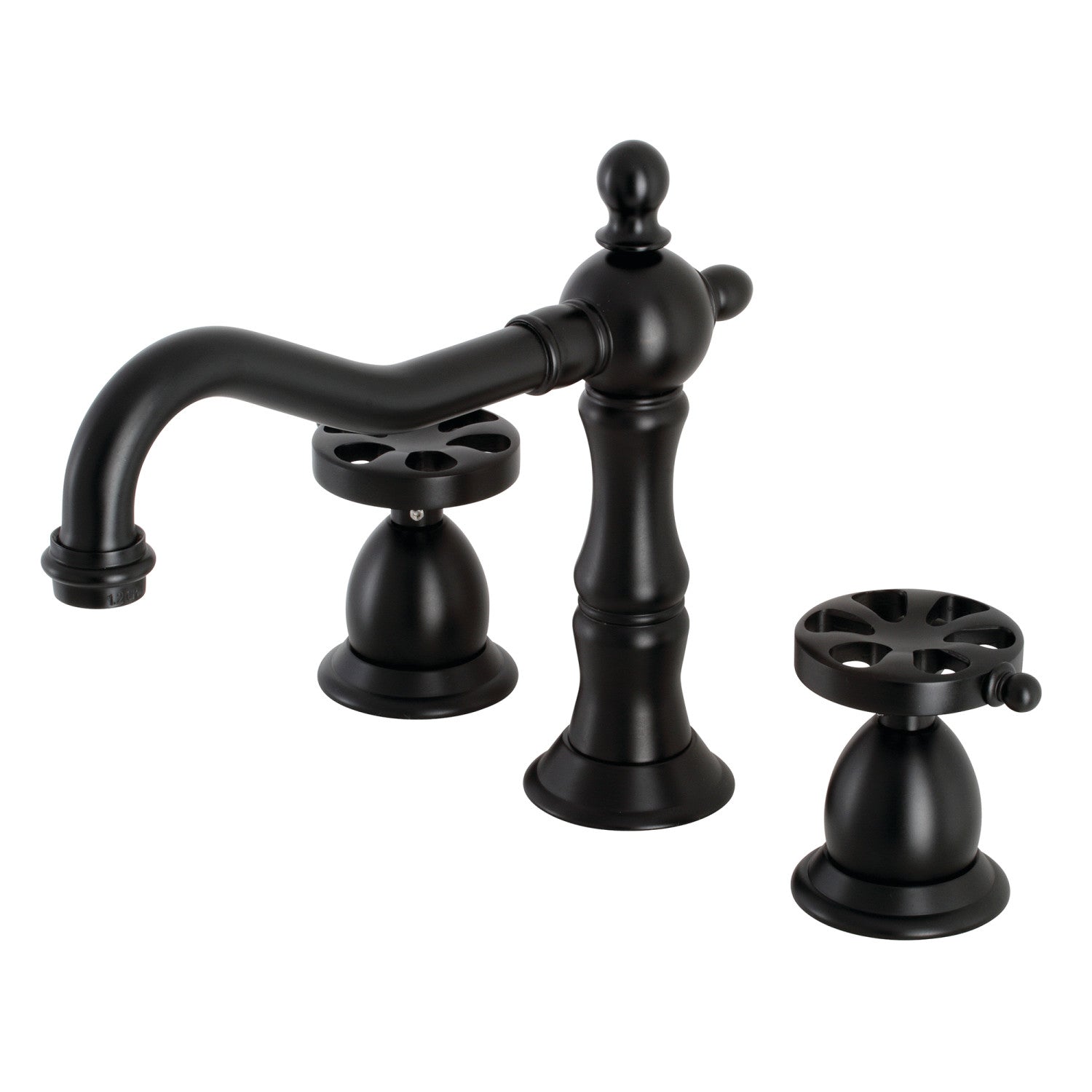 Belknap KS1970RX Matte Black Widespread Bathroom Faucet - 3 Hole Deck Mount with Brass Pop Up Drain - Perfect for Modern Bathroom Renovations and Luxury Home Upgrades