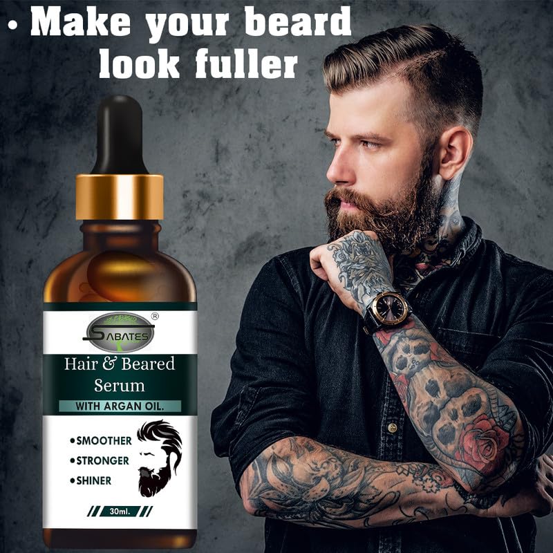 Beard Growth Oil for Men - Fast Acting, Non-Greasy Formula with Argan Oil | Promotes Thicker, Fuller Beard | 100% Natural Nourishment for Beard Volume & Texture | Perfect for Daily Grooming & Styling
