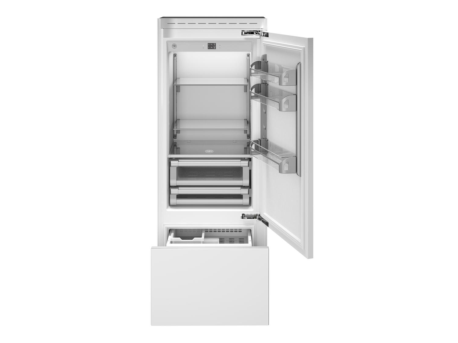 Bertazzoni REF30BMBIPRT 30 Inch Built-In Bottom Mount Refrigerator with Ice Maker - Panel Ready Stainless Steel - Perfect for Modern Kitchens & Open-Concept Homes