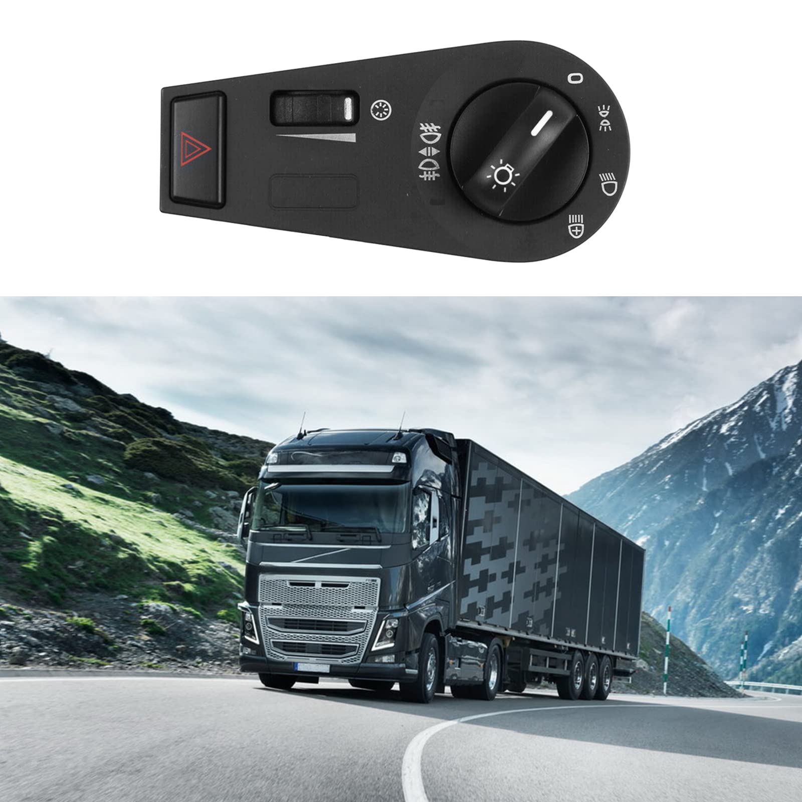 Volvo Truck FH12 FM VNL Front Headlight & Fog Light Control Switch - Replaces 20942844, 20953569, 20466302, 20466306, 50-104-003 - Perfect for Night Driving & Off-Road Visibility