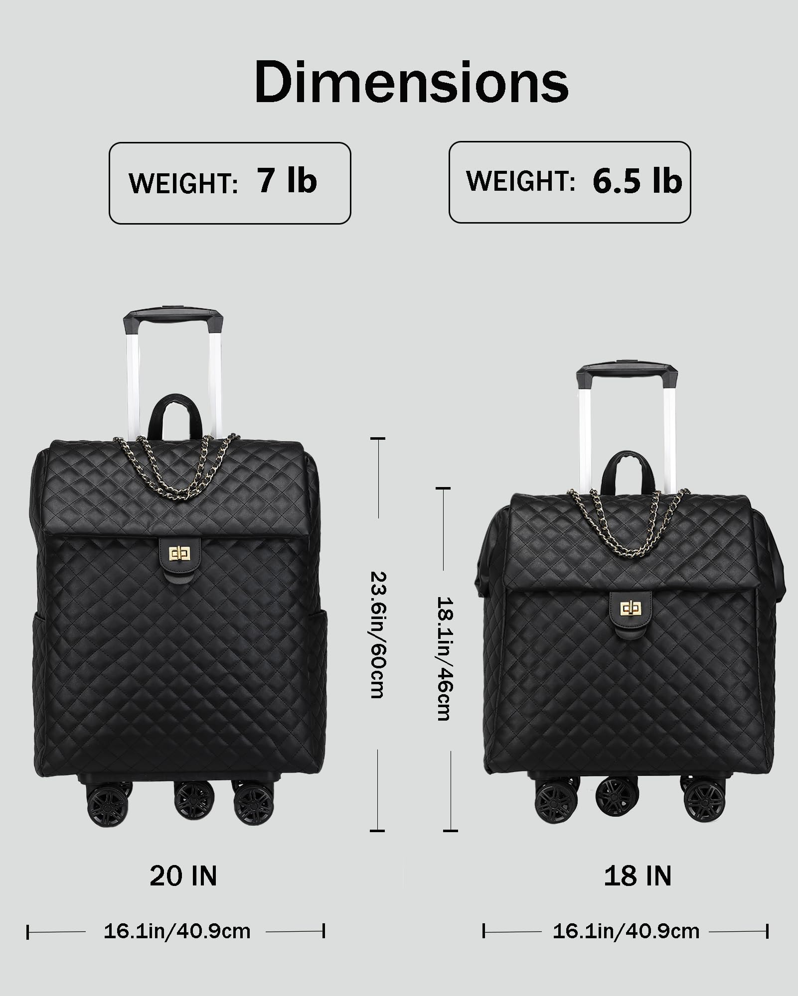 VH&GRED 18-Inch Carry On Luggage - Lightweight Trolley Suitcase with Universal Wheels, Fashion Travel Bag for Women (Perfect for Air Travel & Weekend Getaways)