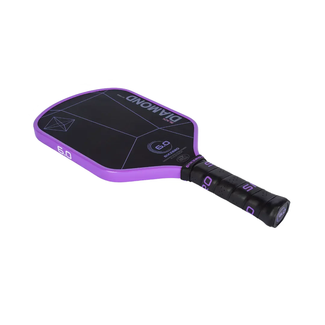 Six Zero Black Diamond Power 16mm Pickleball Paddle - Amethyst Purple Edgeguard | Premium Performance for Competitive & Recreational Play | Indoor & Outdoor Court Use