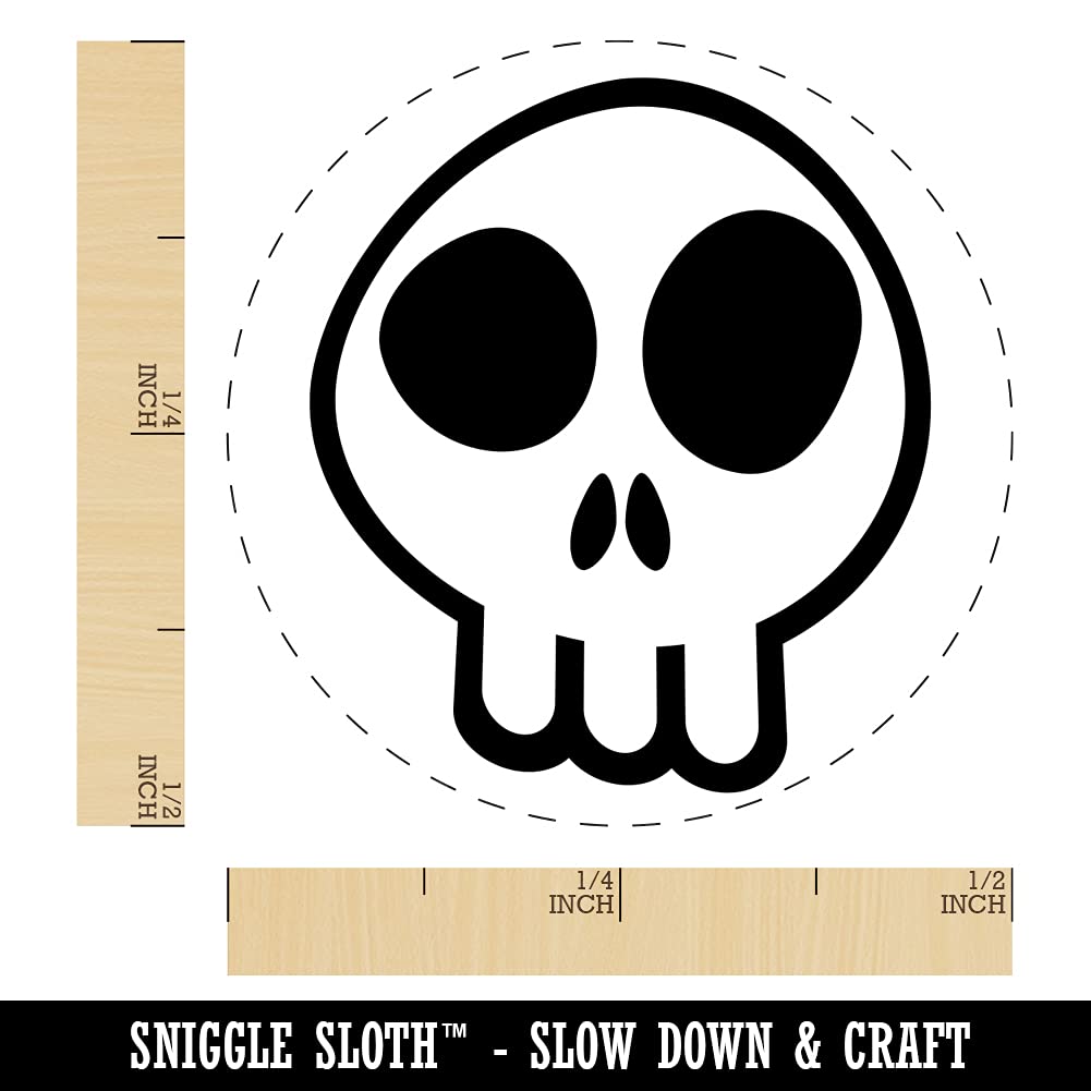 Fun Skull Self-Inking Rubber Stamp - 1/2 Inch Mini Stamp with Blue Ink for Crafting, DIY Planners, Scrapbooking & Card Making - Perfect for Halloween, Gothic Projects & Stationery Decoration