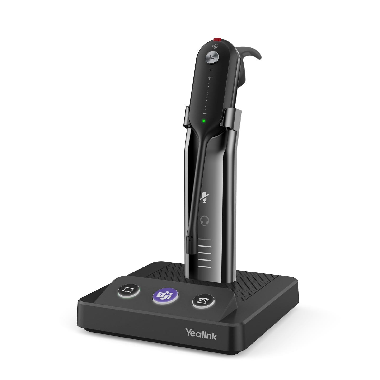 Yealink WH63 Wireless DECT Headset - Teams Certified Single-Ear Office Headset with Noise Cancelling Mic for Desk Phone & Computer Softphone | Compatible with Polycom & Grandstream IP Phones | Perfect for Remote Work, Call Centers & Business Communications