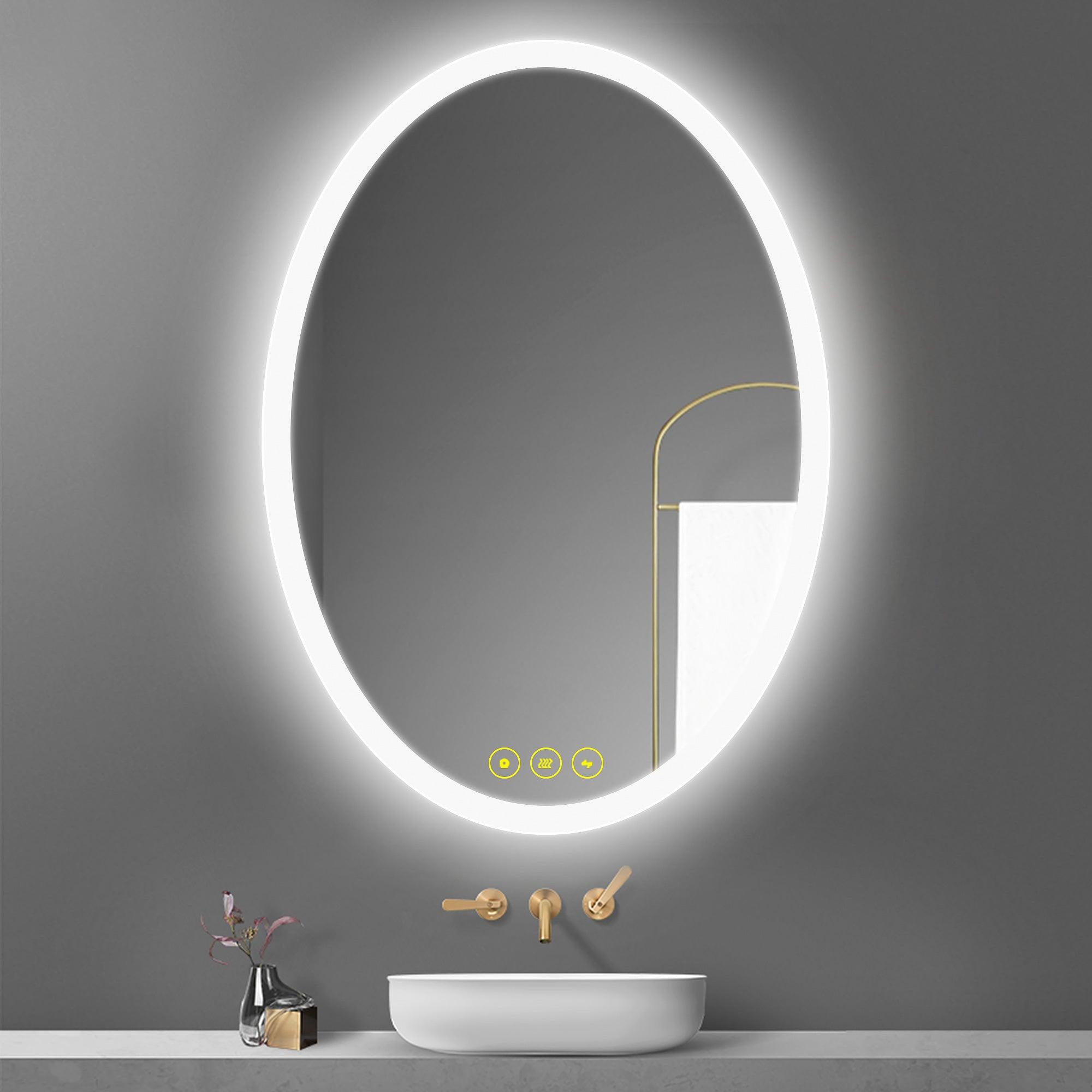 LuminaMirror Oval Frameless LED Anti-Fog Dimmable Bathroom Vanity Mirror with Touch Control - Perfect for Makeup, Shaving & Home Decor