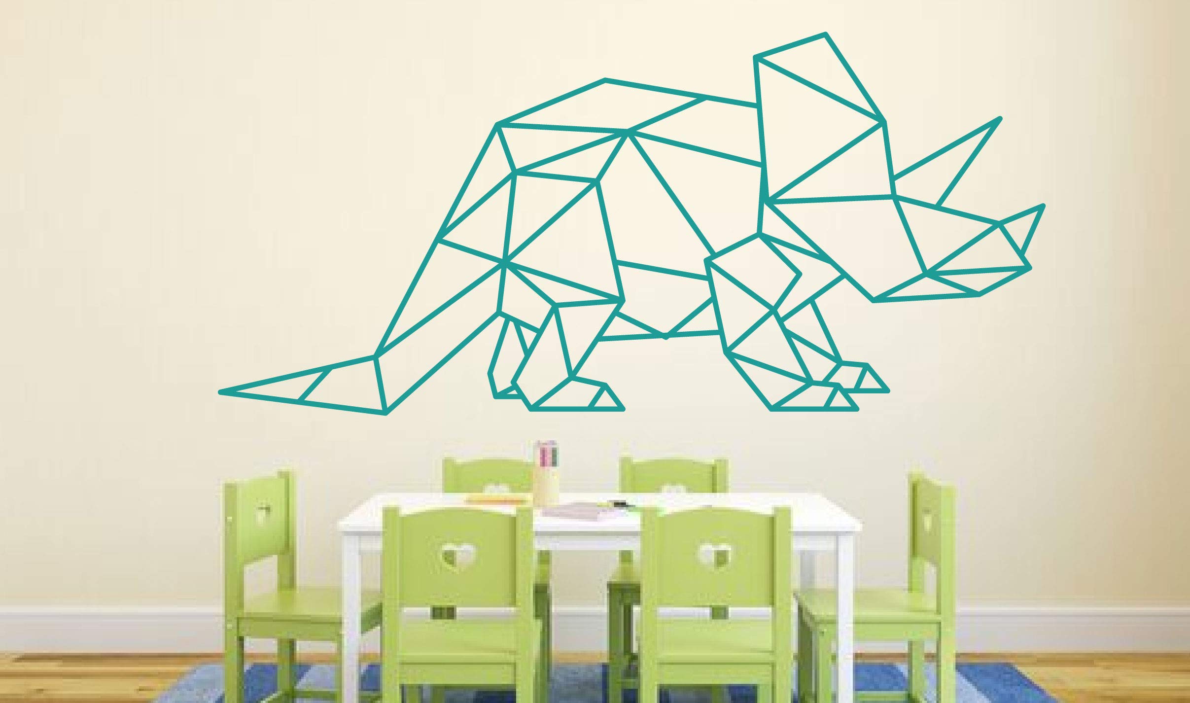 GEOMETRIC Triceratops Vinyl Wall Decal - Dinosaur Silhouette Sticker for Kids Room, Playroom & Classroom Decor - Perfect for Nursery, Bedroom & School Wall Art