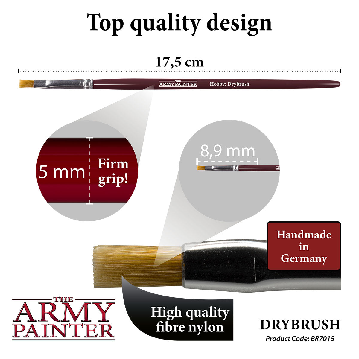 Dry Brush for Miniature Painting - Professional Hobby Brush Set for Warhammer, D&D & Model Kits - Perfect for Detailing, Dry Brushing & Texture Effects