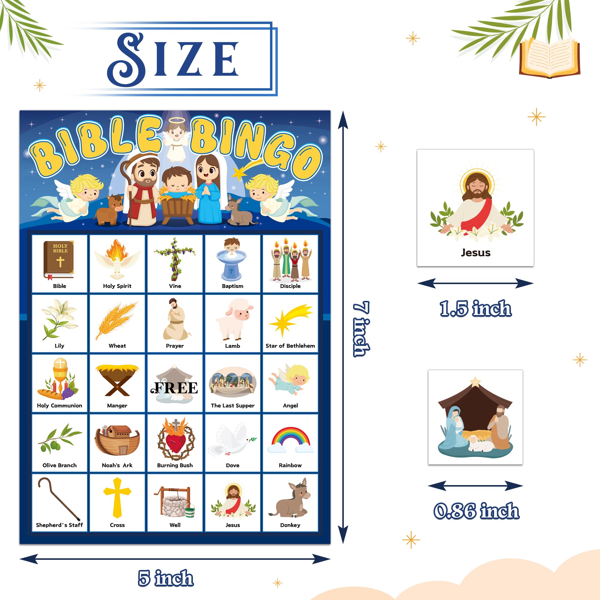 Joy Bang Bible Bingo Game - 24 Player Sunday School Activity for Kids | Easter & Nativity Party Fun