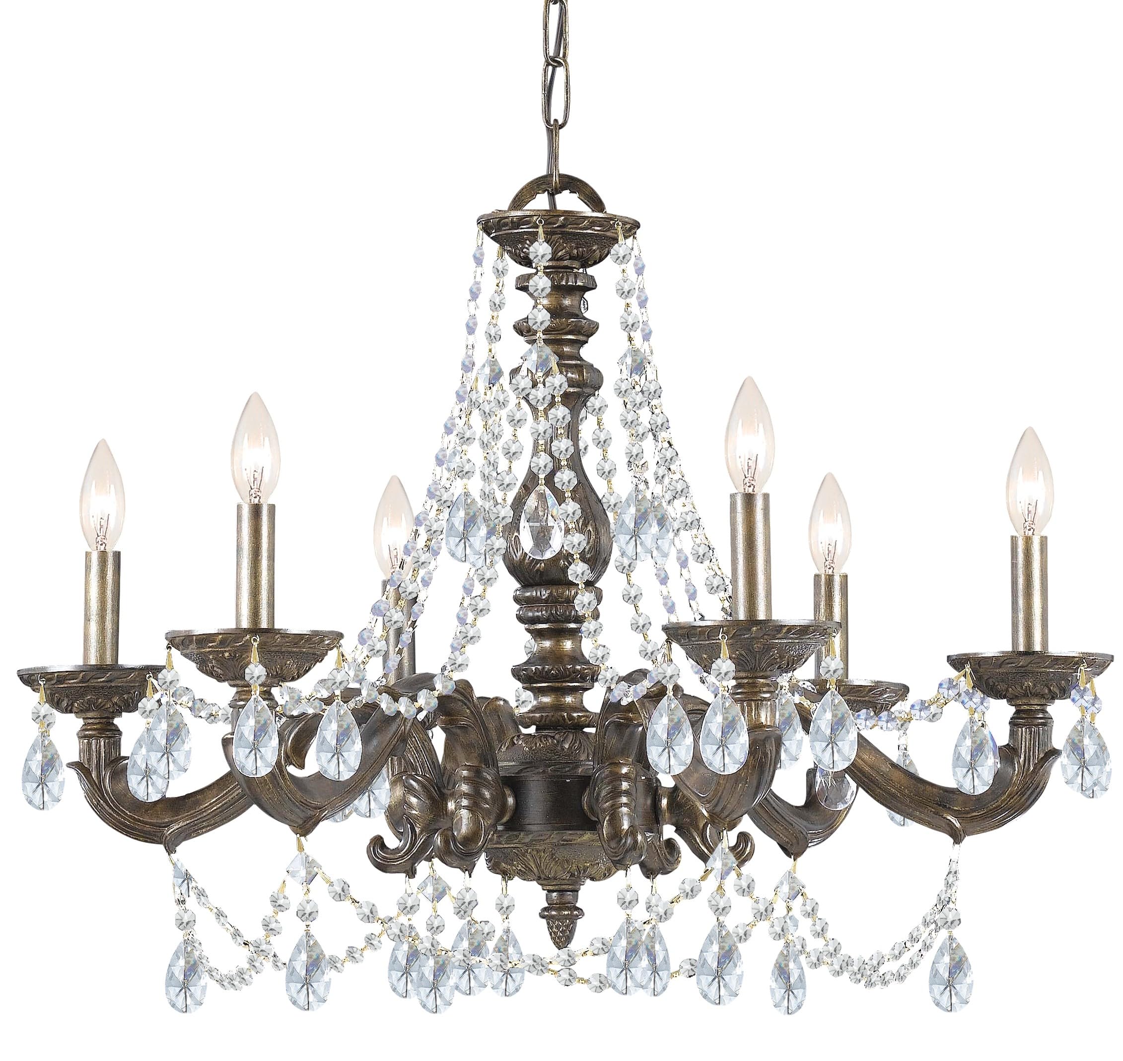 Paris Market 6-Light Strass Crystal Venetian Bronze Chandelier - Elegant Dining Room & Living Room Lighting Fixture for Home Decor