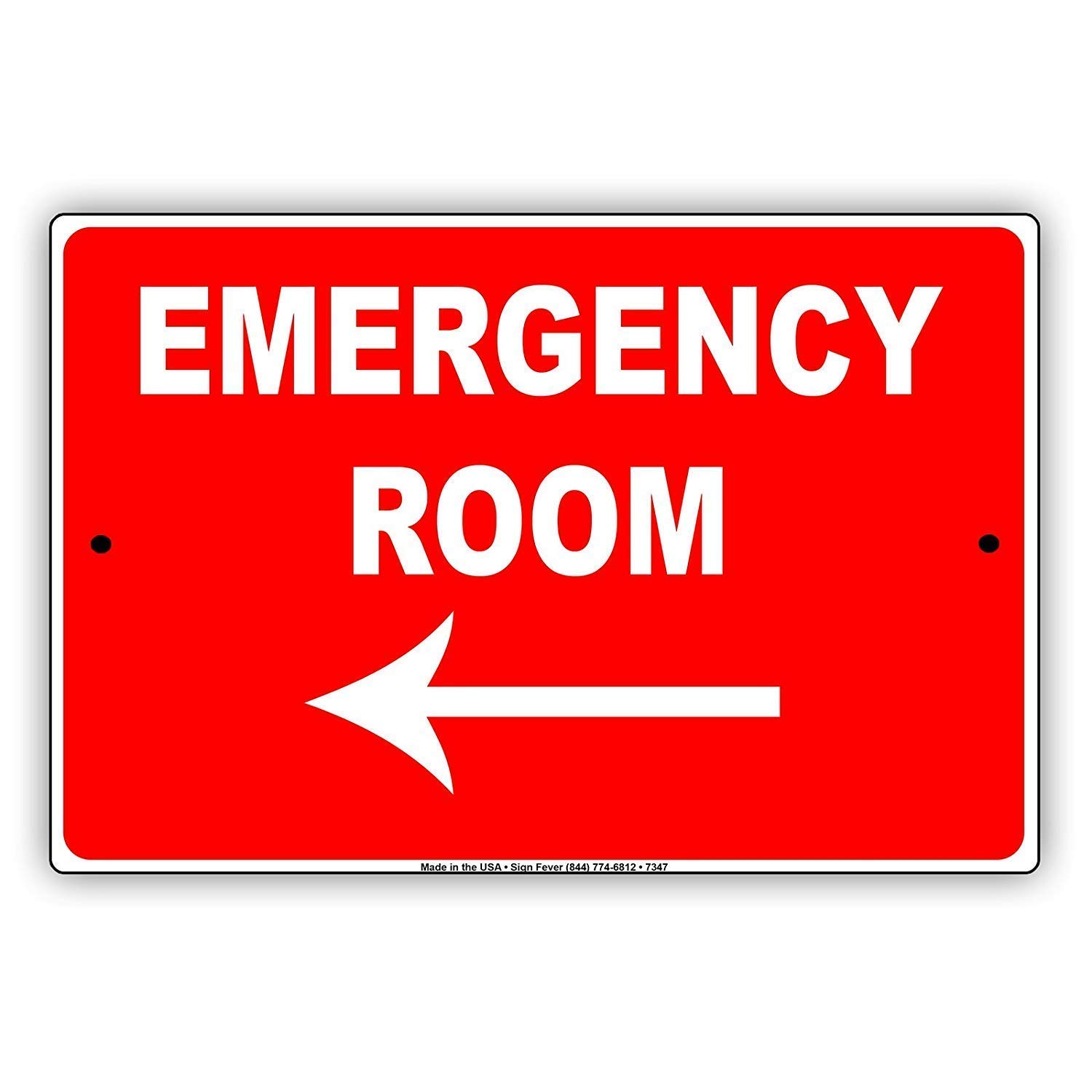 amusFlynnel Emergency Room Left Arrow Warning Sign - 12x16 Inches Aluminum Metal Tin Sign for Road, Business & Safety Use - Perfect for Hospitals, Construction Sites & Hazard Zones