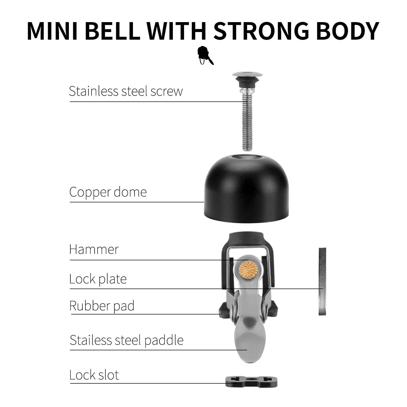 ROCKBROS Classic Bicycle Bell - Loud Bike Horn for Road & Mountain Bikes | Durable Handlebar Bell for Adults | Perfect for Commuting, Cycling Safety & Outdoor Adventures