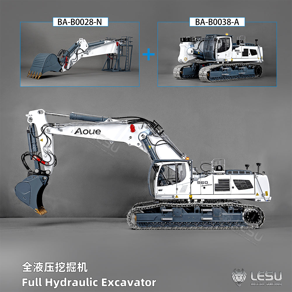1/14 Scale Heavy Duty RC Hydraulic Excavator - LESU LR960 Remote Control Construction Digger Toy for Adults & Kids | Outdoor Play, Construction Simulation, Backyard Digging, STEM Learning