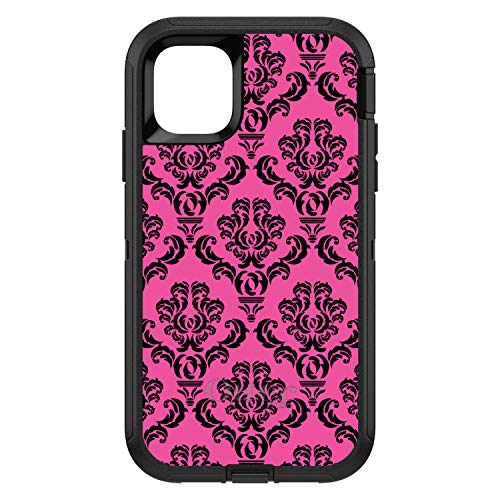 Pink Black Damask Pattern On Black Case