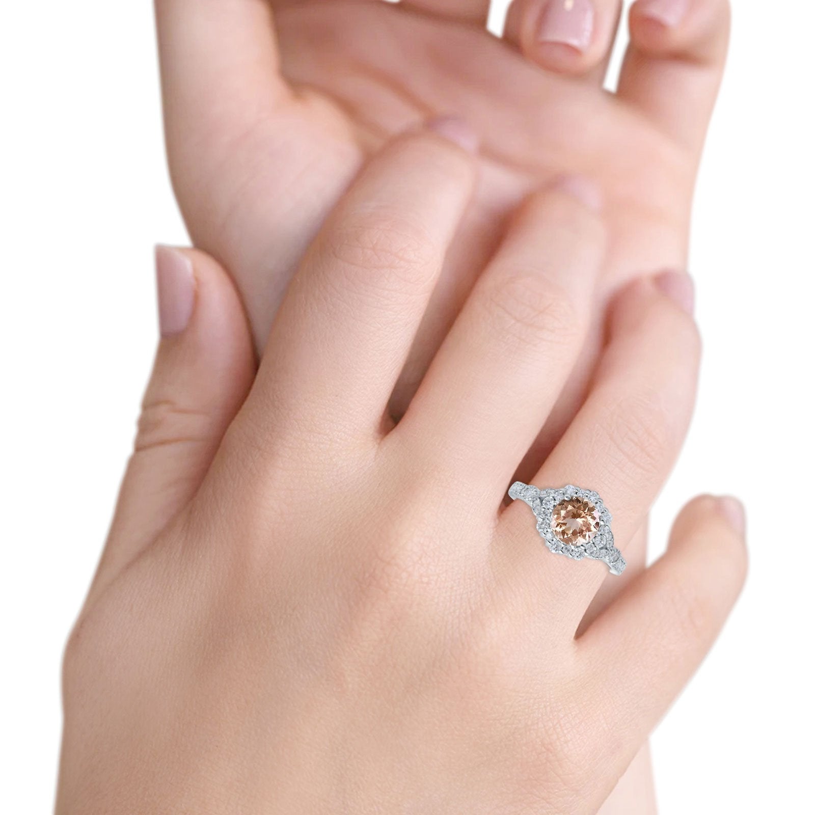 14K Gold 1.25ct Floral Art Deco Round 6mm G SI Diamond Engagement Ring for Women - Perfect Wedding Band, Anniversary Gift & Bridal Jewelry (Ideal for Proposals, Vow Renewals & Special Occasions)
