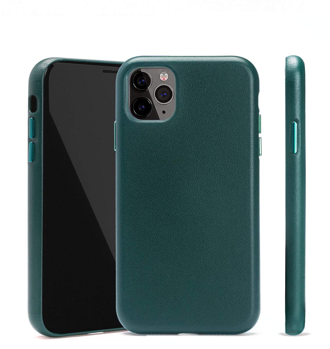 Premium Shockproof Leather Case for iPhone 11 Pro Max - Handmade Protective Cover with Wireless Charging Support | Green | Perfect for Daily Use, Travel & Outdoor Activities