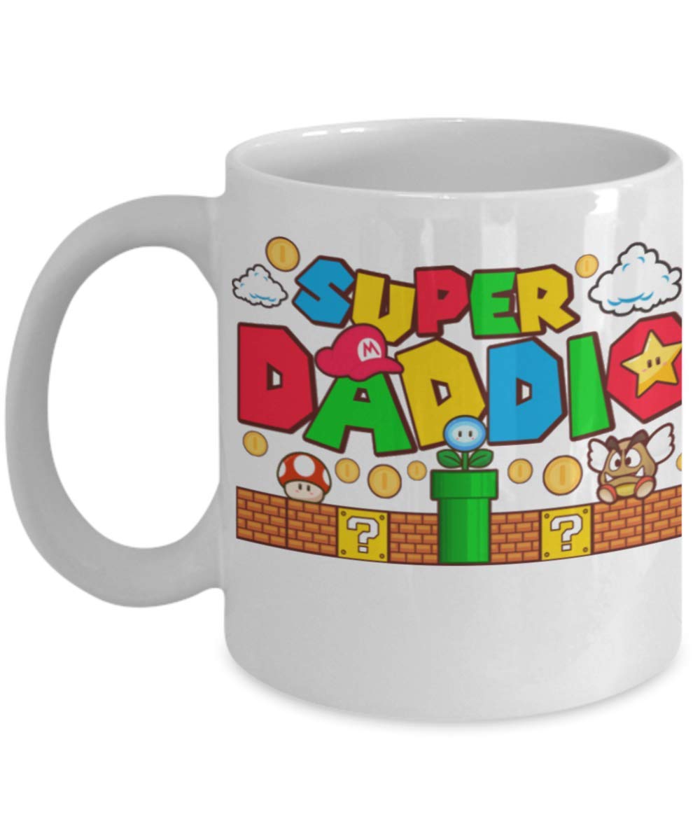 Super Daddio Coffee Mug - Best Dad Ever Gift for Father's Day, Super Mario Themed Coffee Cup - Perfect for Office, Home & Gifting