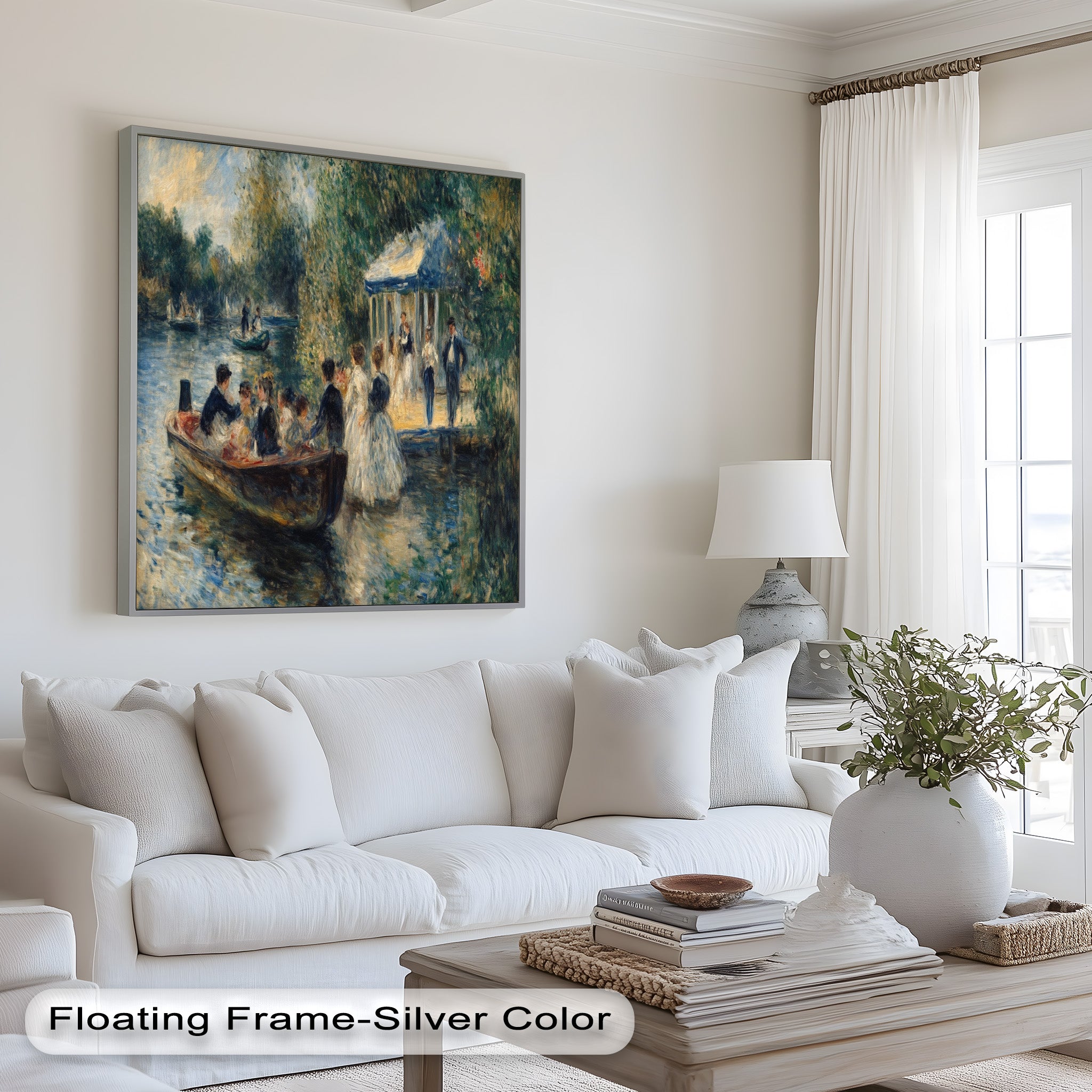 Afternoon Gathering by the River - Handmade Impressionist Oil Painting on Canvas - Perfect for Living Room, Bedroom, or Office Wall Decor