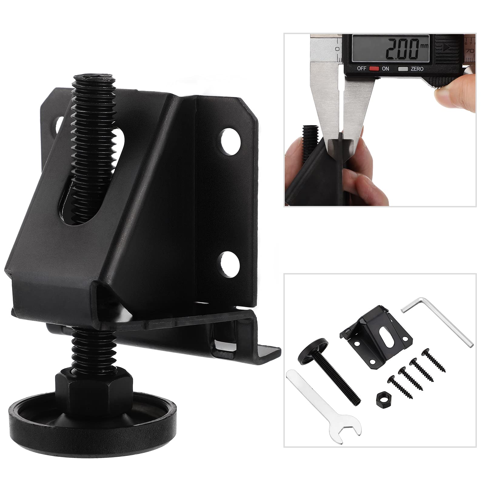 BTSKY 4 Pack Heavy Duty Adjustable Furniture Leveling Feet with Hexagon Nuts - Black Furniture Legs for Chairs, Tables, Cabinets, Workbenches & Shelving Units | Perfect for Uneven Floors & Home Office Setup
