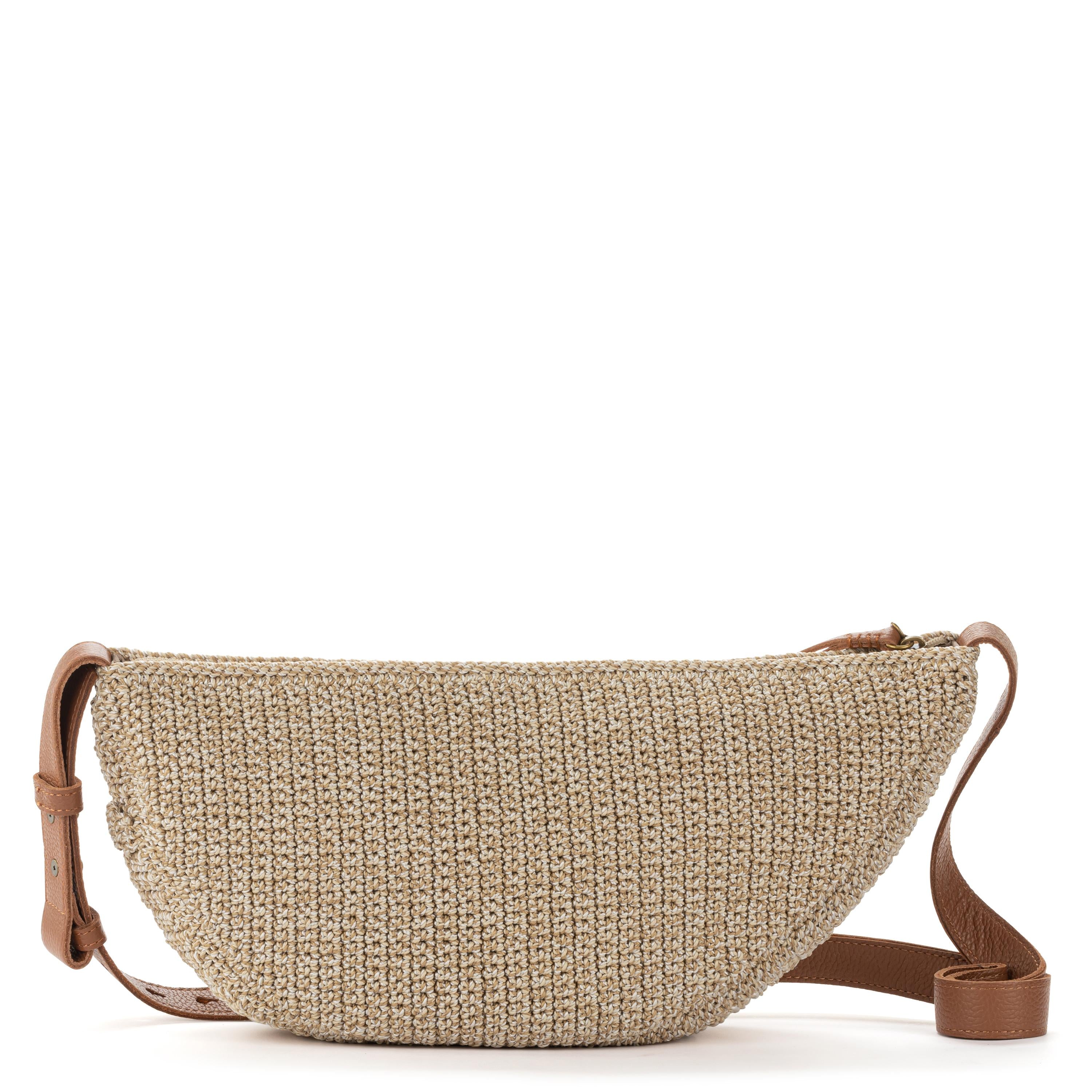 Handmade Crochet Tess Large Sling Bag - Eco-Friendly Bamboo Fiber Crossbody Purse for Women, Perfect for Travel, Shopping & Everyday Use