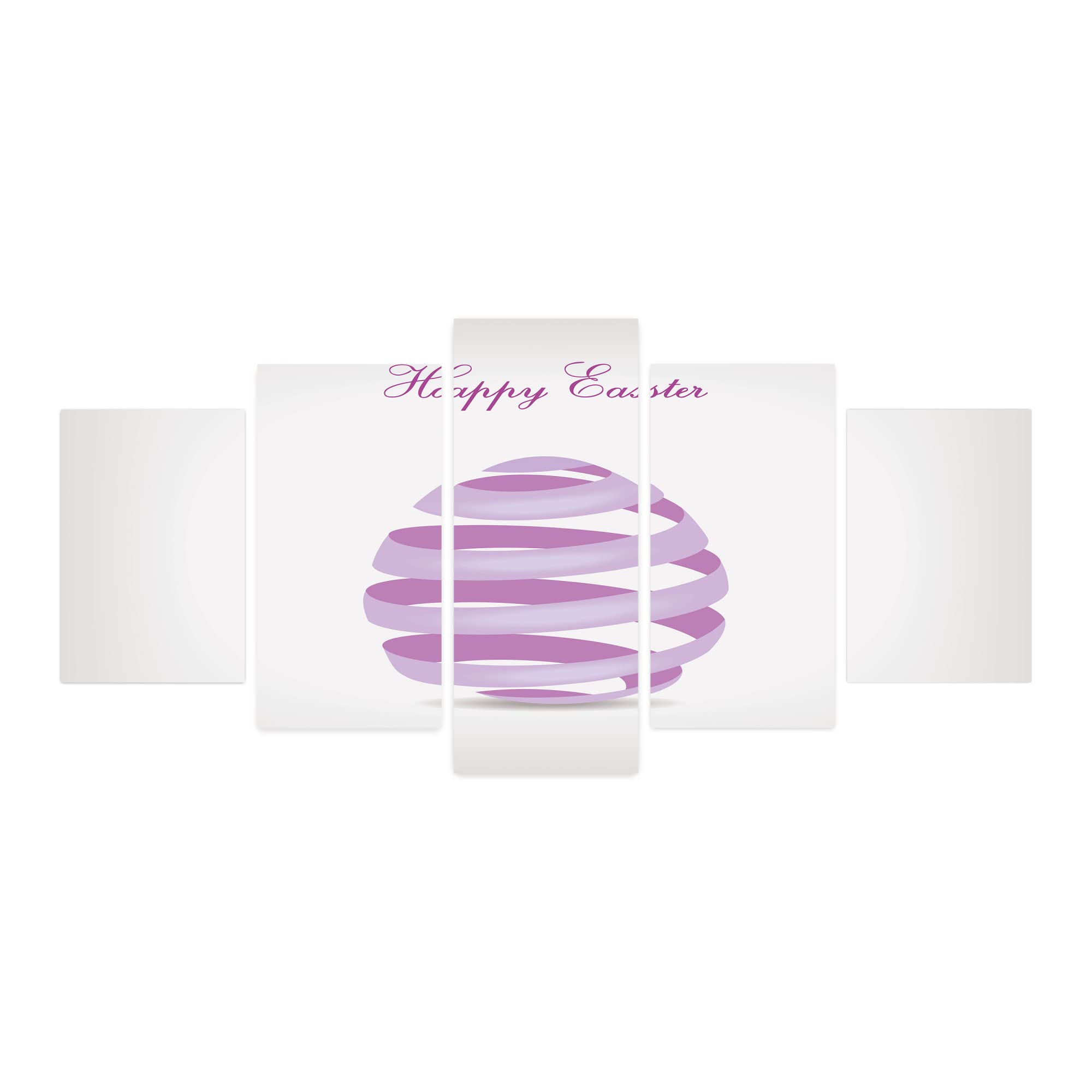 Ambesonne Easter 5-Panel Acrylic Glass Wall Art - Ornate Egg-Shaped Ribbon Spring Decor for Living Room, Bedroom, Dorm (60