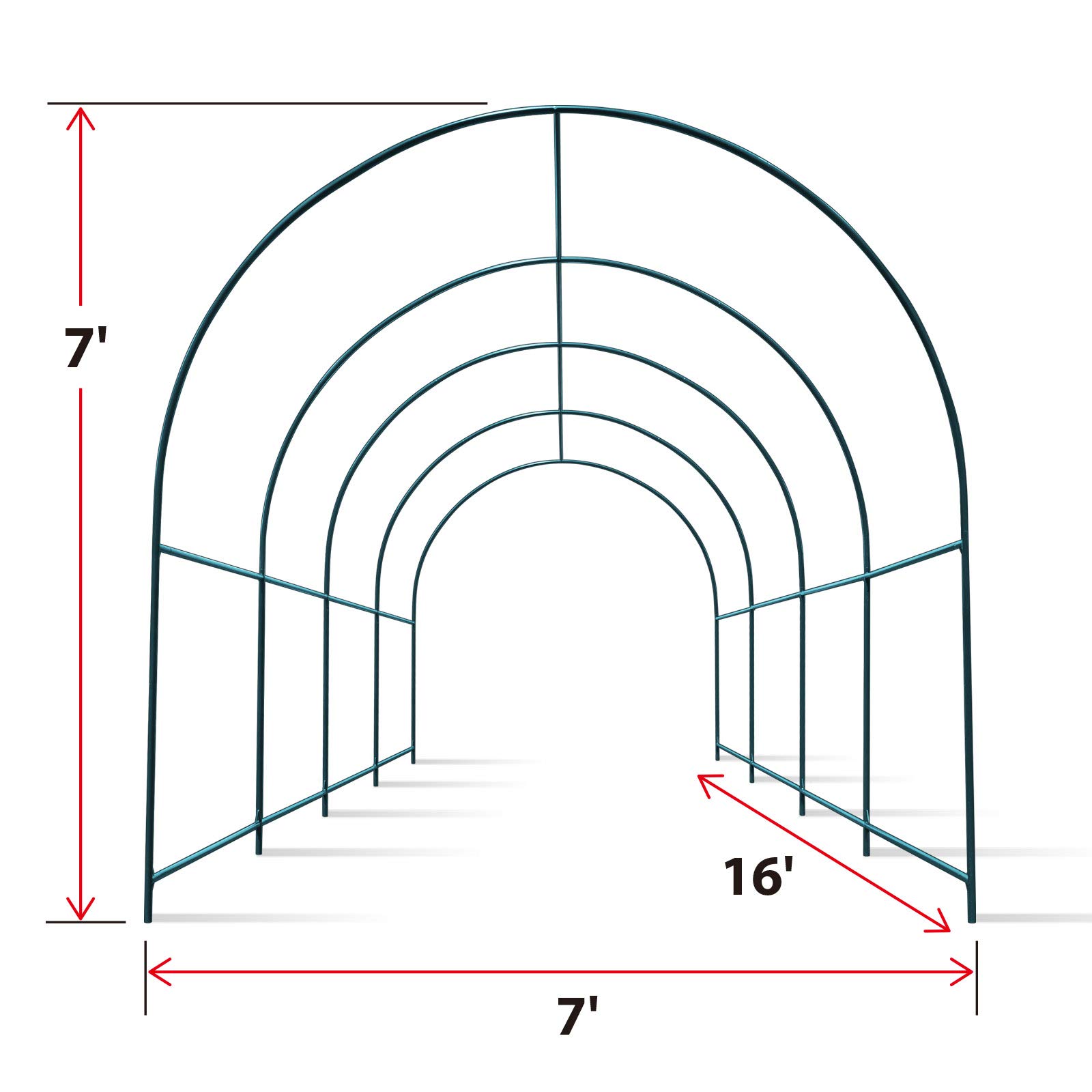 **YardGrow 16x7x7 FT Greenhouse Frame - Sturdy Garden House Support Arch for Climbing Plants, Flowers & Vegetables | Outdoor Use for Backyard, Patio & Gardening**
