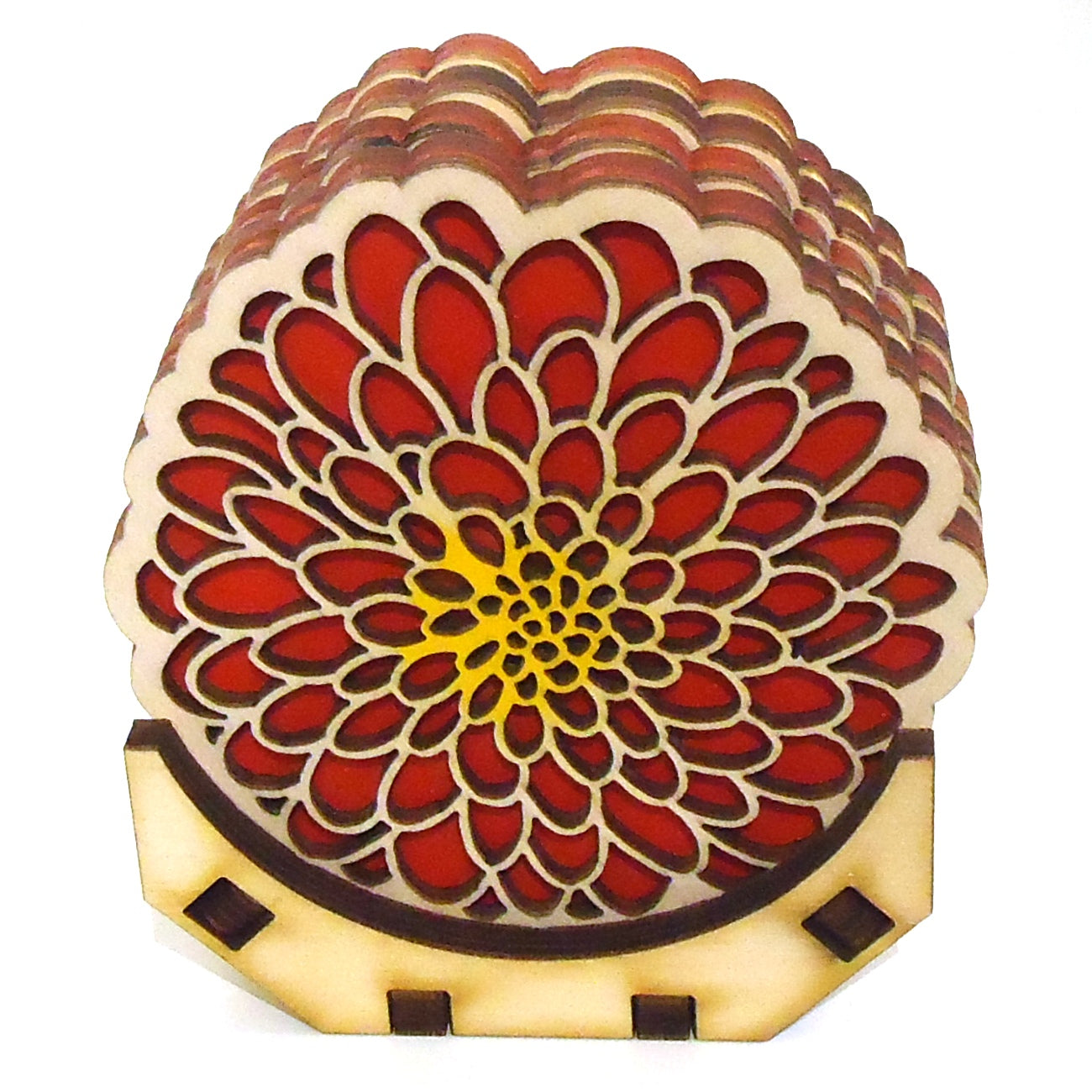 Baltic by Design Coaster Set - Dahlia Red Floral Coasters for Drinks, Hot & Cold Beverages - Perfect for Home, Office, and Party Decor