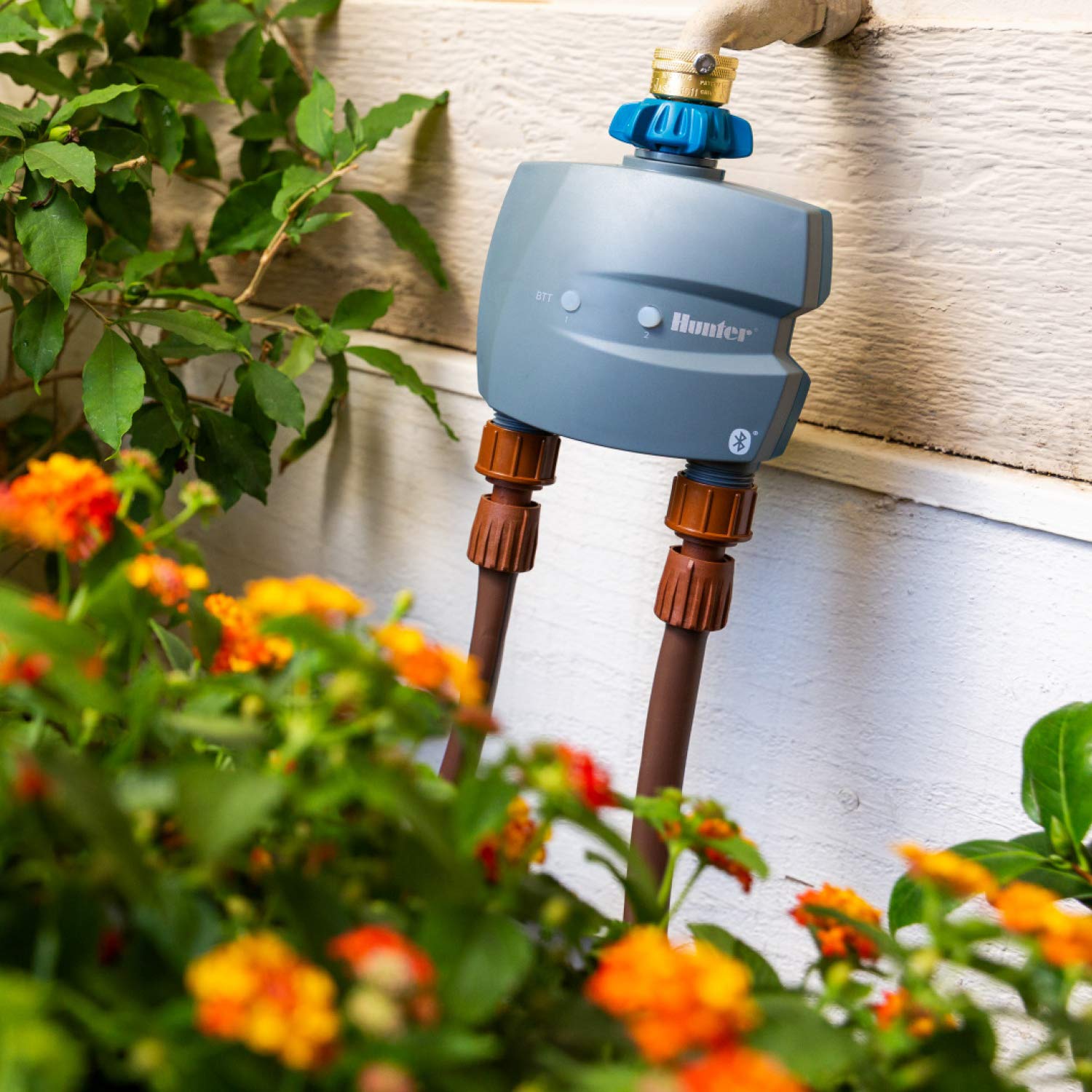 Hunter BTT 2-Zone Outdoor Water Timer - Gray | Automatic Garden Irrigation System for Lawns & Plants | Perfect for Sprinklers, Drip Systems & Hose Watering