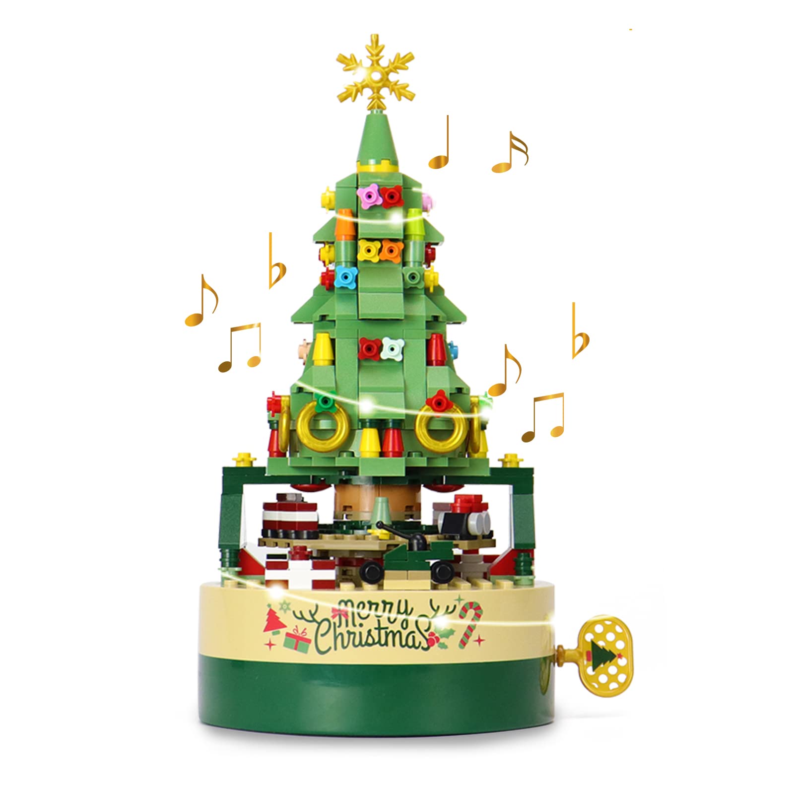 Christmas Tree Building Blocks Set for Kids - DIY Holiday Music Box with LED Lights, Creative STEM Toy for Boys & Girls | Perfect for Holiday Decor, Gifts & Family Bonding Activities