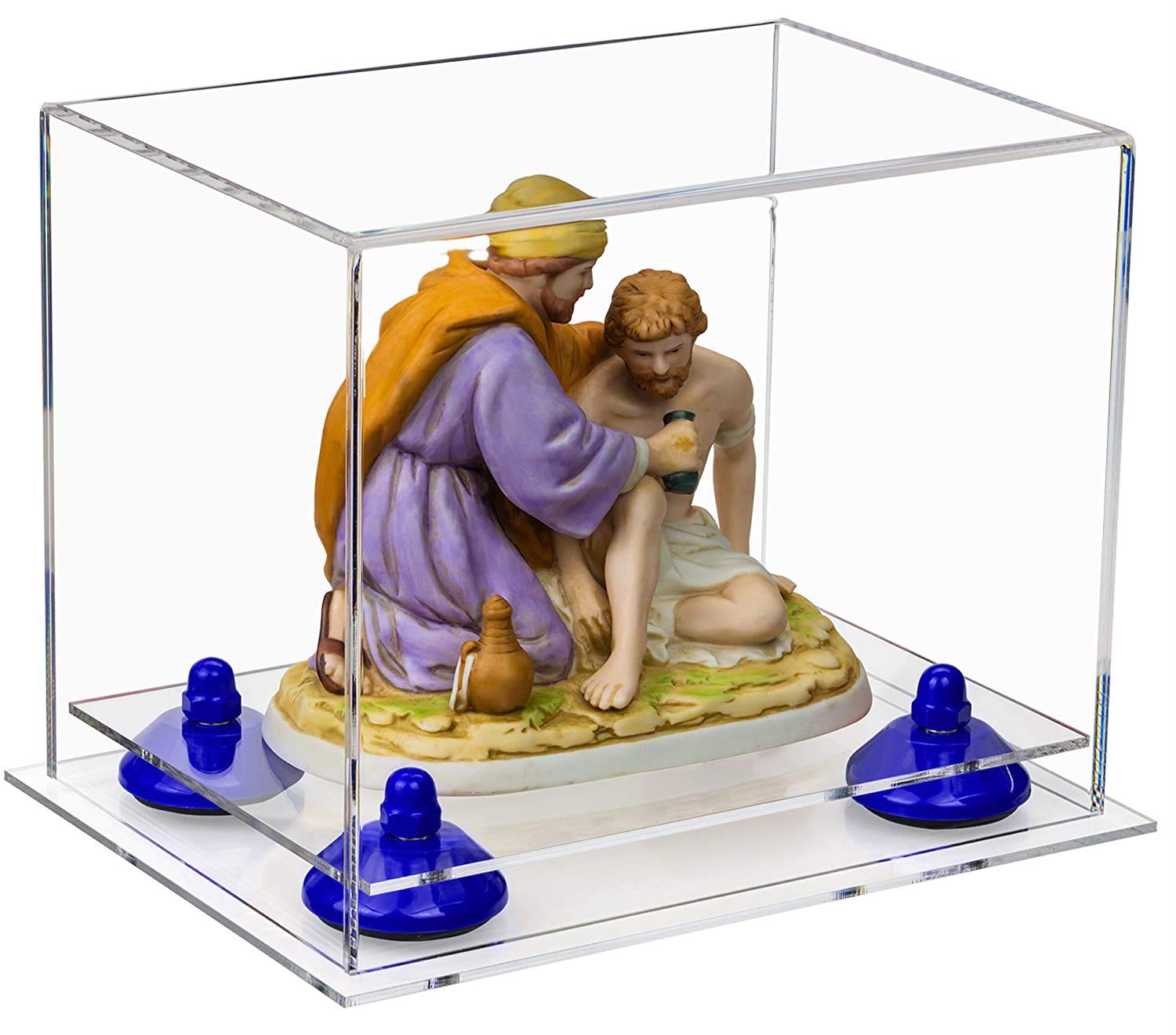 Clear Acrylic Display Case with Dark Blue Risers - 8.25