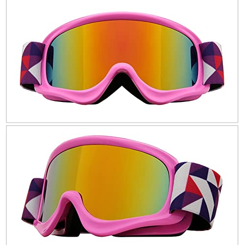 Anti-Fog UV400 Ski Goggles for Kids - Windproof Snowboard Glasses for Boys & Girls, Winter Sports Eyewear with Anti-Glare Protection - Perfect for Skiing, Snowboarding & Outdoor Winter Activities (Pink)