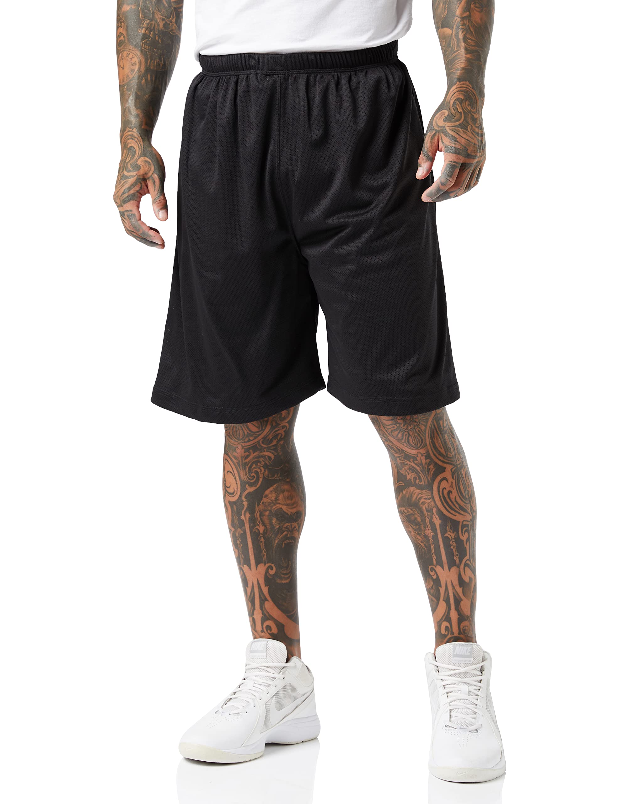 Urban Classics BBALL MESH Shorts for Men - Breathable Athletic Basketball Shorts with Pockets - Perfect for Gym, Running & Casual Wear (Black)