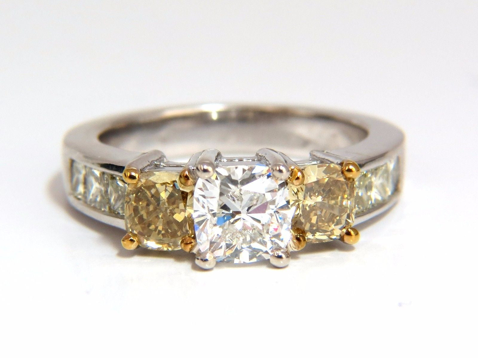 GIA Certified 1.01ct Cushion Cut Diamond & 1.02ct Fancy Yellow Diamond Engagement Ring - 14K Gold VVS2 Clarity - Perfect for Proposals, Anniversaries & Special Occasions