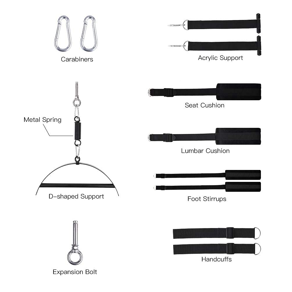 2-in-1 Ceiling & Door Sex Swing for Couples - Heavy Duty 650 lbs Capacity Adult Bondage Swing with Thick Sponge Cushion & Adjustable Straps - Perfect for Bedroom Fun, BDSM Play & Spicing Up Relationships