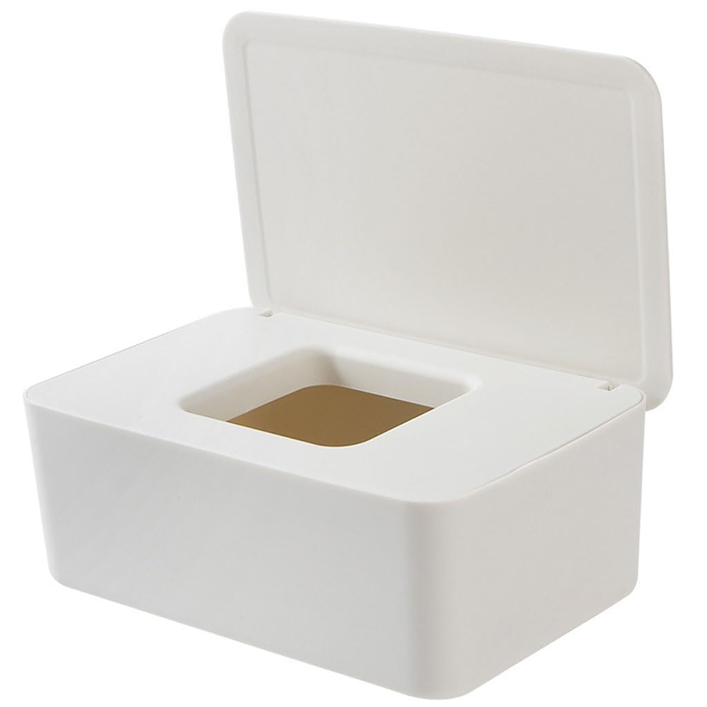 DFHBFG Wet Wipes Storage Box with Lid - Portable Desktop Tissue Organizer for Baby Wipes, Makeup Remover Wipes & Disinfecting Wipes | Perfect for Home, Office, Nursery, Travel & Car Use
