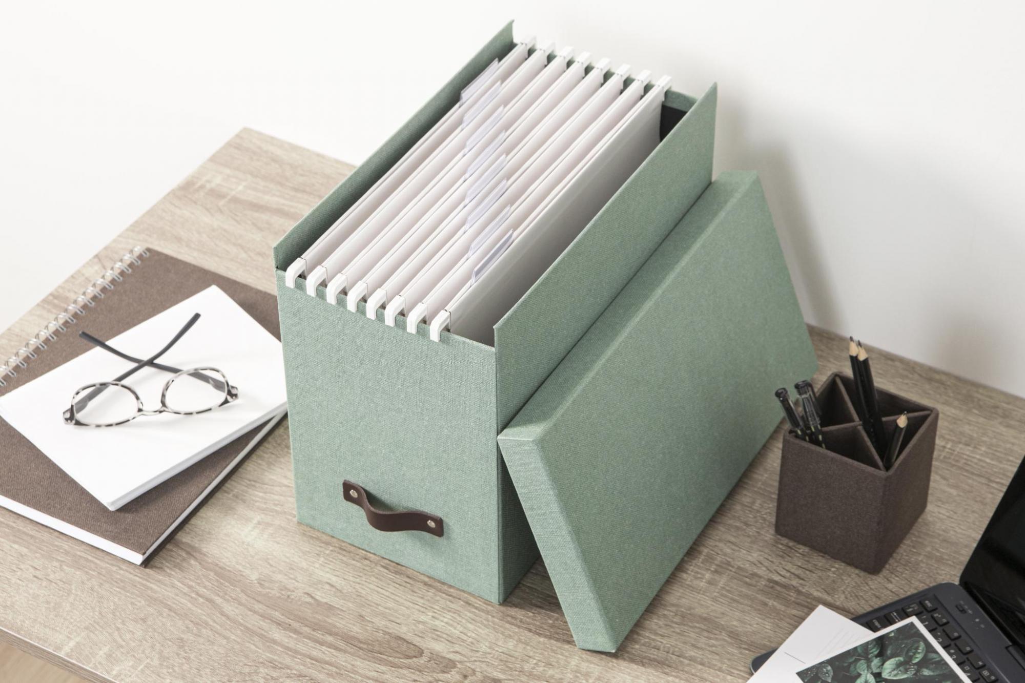 Johan File Box - Soft Teal Storage Organizer for Office, Home & School | Document Filing & Paper Organization Solution