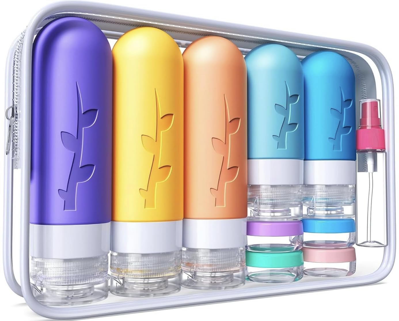 19-Pack TSA Approved Silicone Travel Bottles Set - Leakproof Refillable Toiletry Containers for Shampoo, Conditioner & Cosmetics | Perfect for Air Travel, Gym & Vacation Essentials